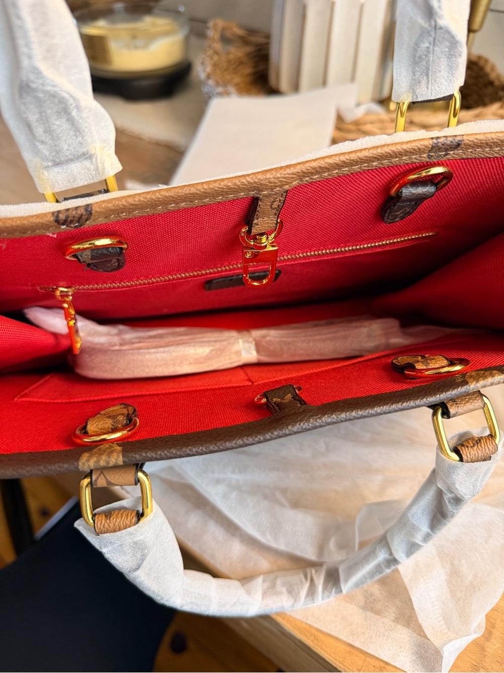 Designer-Inspired Brown Monogram Tote Bag - Picture 3 of 3